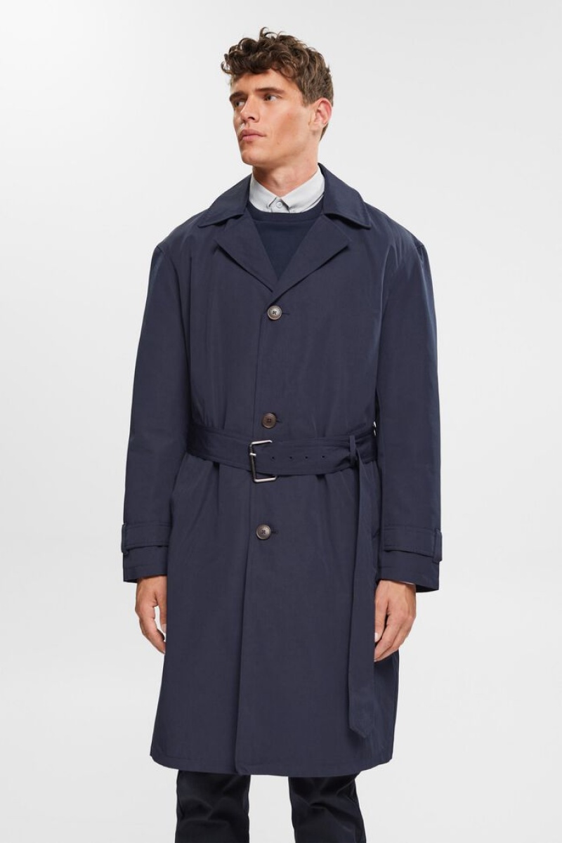 Pánské Kabáty Esprit Trench With Tmavě Blankyt | RLJ285647