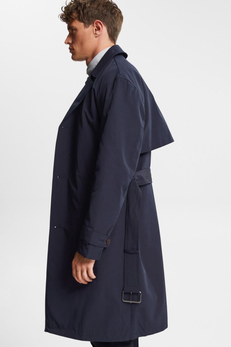 Pánské Kabáty Esprit Trench With Tmavě Blankyt | RLJ285647