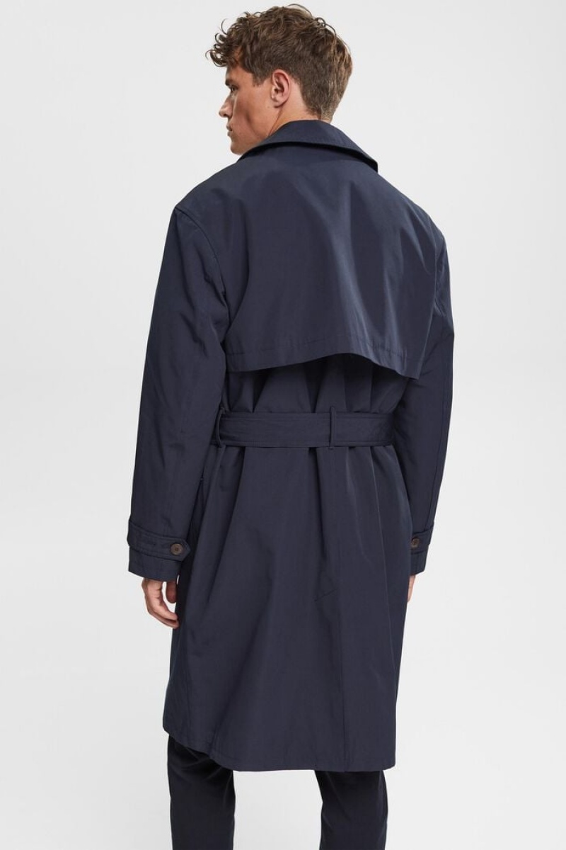 Pánské Kabáty Esprit Trench With Tmavě Blankyt | RLJ285647