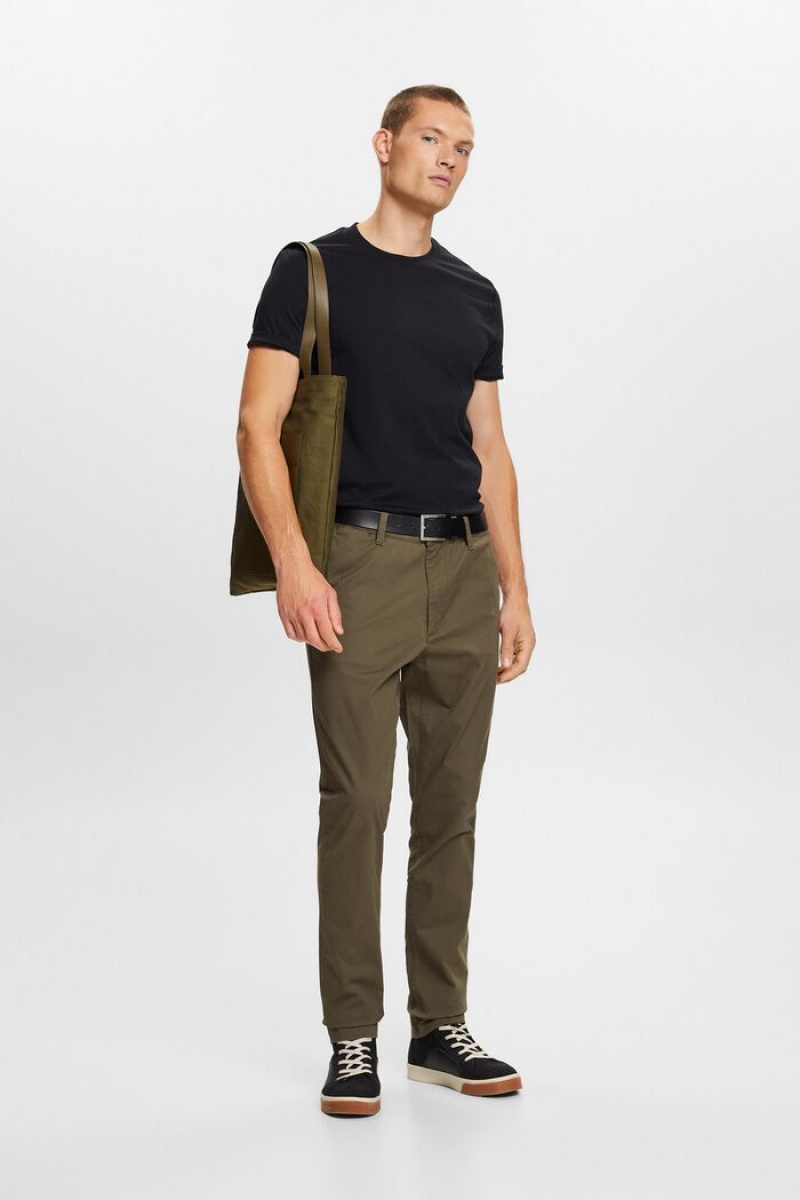 Pánské Kalhoty Esprit Bavlněné-twill Slim Chinos Tmavě Hnědožlutý | VQK104852