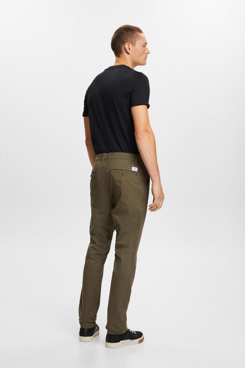 Pánské Kalhoty Esprit Bavlněné-twill Slim Chinos Tmavě Hnědožlutý | VQK104852