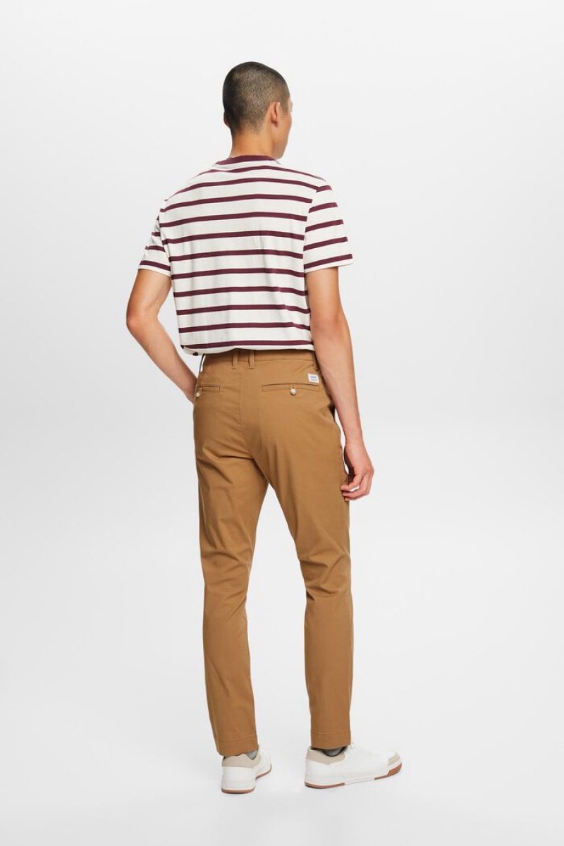 Pánské Kalhoty Esprit Bavlněné-twill Slim Chinos Hnědé | XET915073