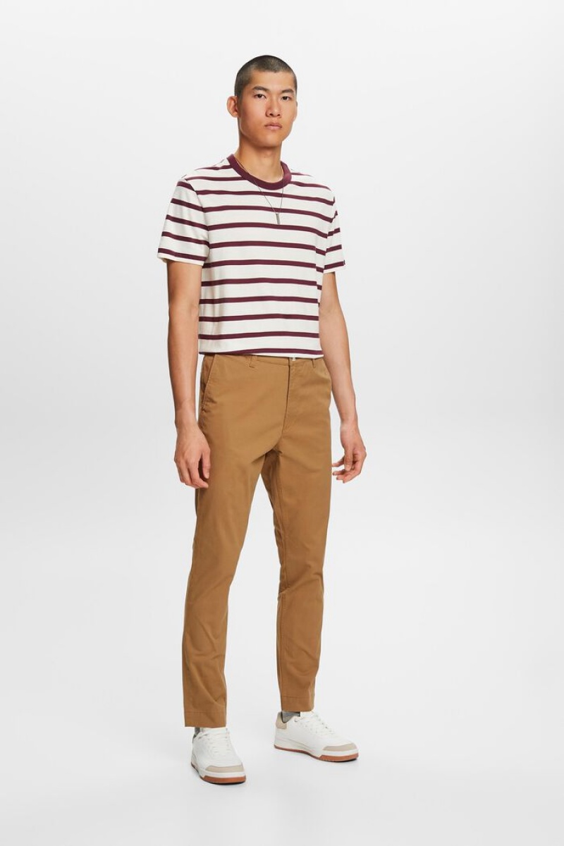 Pánské Kalhoty Esprit Bavlněné-twill Slim Chinos Hnědé | XET915073