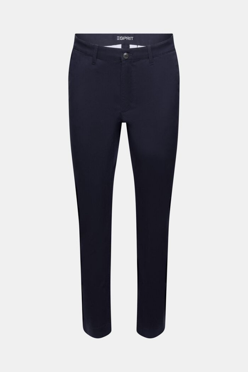 Pánské Kalhoty Esprit Bavlněné-twill Slim Chinos Tmavě Blankyt | GPU462807