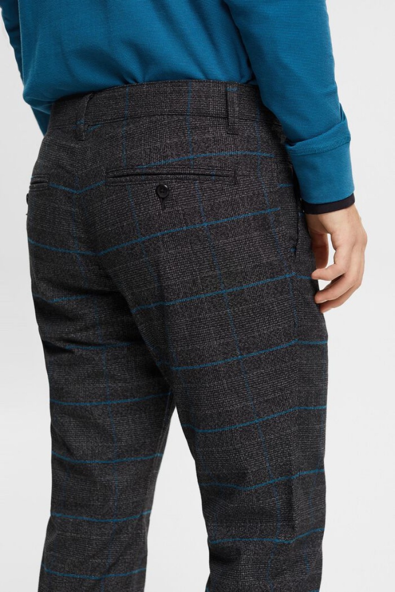 Pánské Kalhoty Esprit Checked Slim Fit Tmavě Šedé | XZK310457