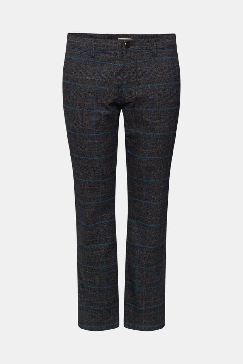 Pánské Kalhoty Esprit Checked Slim Fit Tmavě Šedé | XZK310457