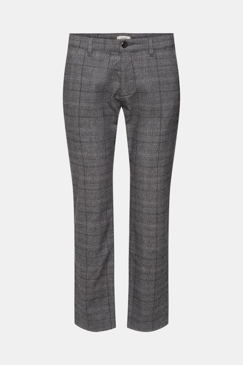 Pánské Kalhoty Esprit Checked Slim Fit Šedé | JDB426839