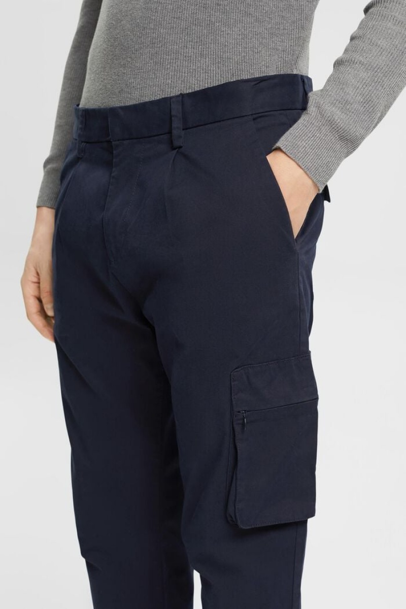 Pánské Kalhoty Esprit Chinos With A Cargo Pocket Tmavě Blankyt | XBN673958