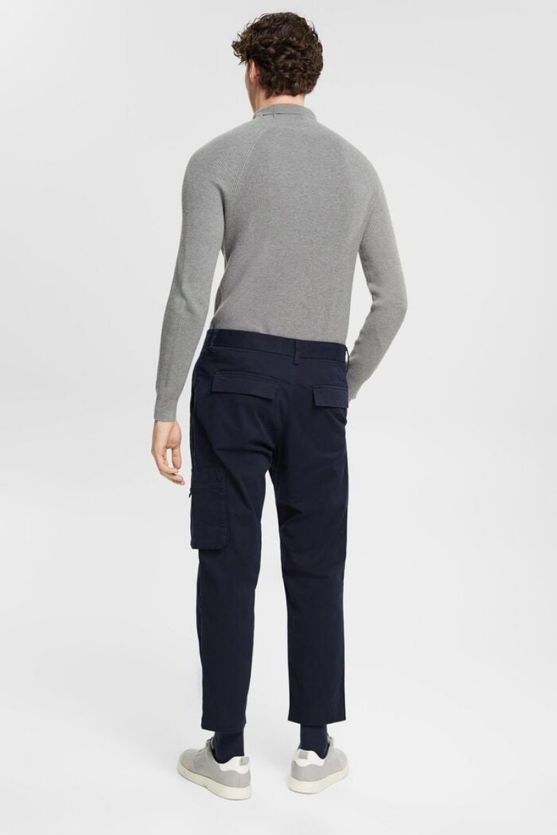 Pánské Kalhoty Esprit Chinos With A Cargo Pocket Tmavě Blankyt | XBN673958