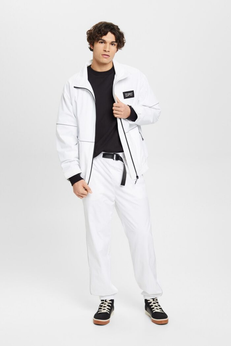 Pánské Kalhoty Esprit High-rise Tapered Fit Track Bílé | AYC029736