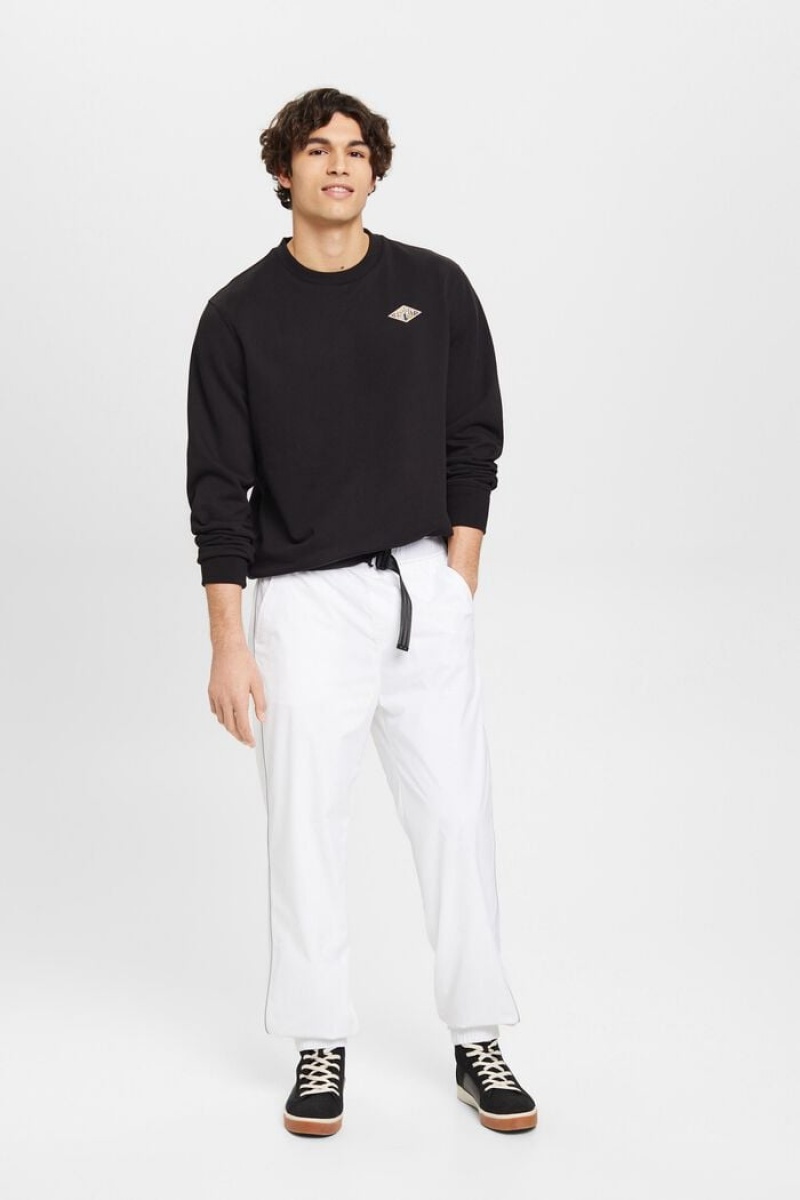 Pánské Kalhoty Esprit High-rise Tapered Fit Track Bílé | AYC029736