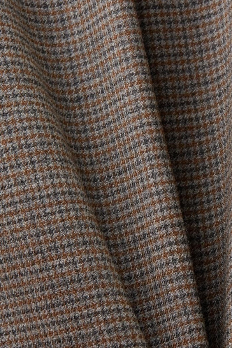 Pánské Kalhoty Esprit Houndstooth Vlna Hnědé Šedé | CUO519382