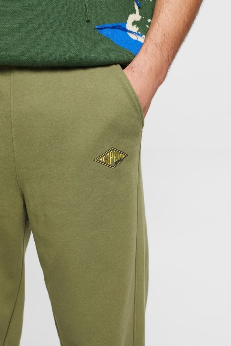 Pánské Kalhoty Esprit Joggers With Logo Print Olivy Zelené | HVM913045