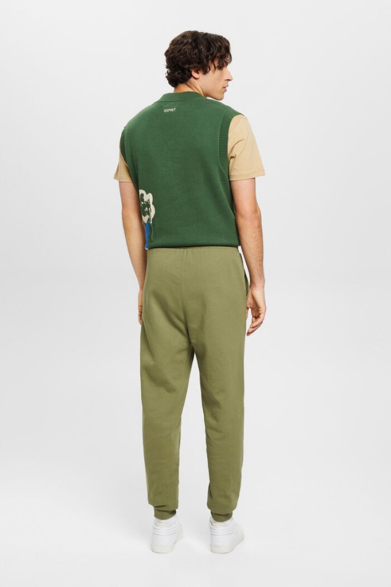 Pánské Kalhoty Esprit Joggers With Logo Print Olivy Zelené | HVM913045