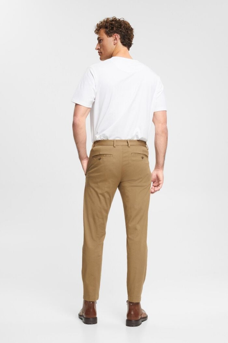 Pánské Kalhoty Esprit Stretch Bavlněné Chinos Béžový | INQ395480