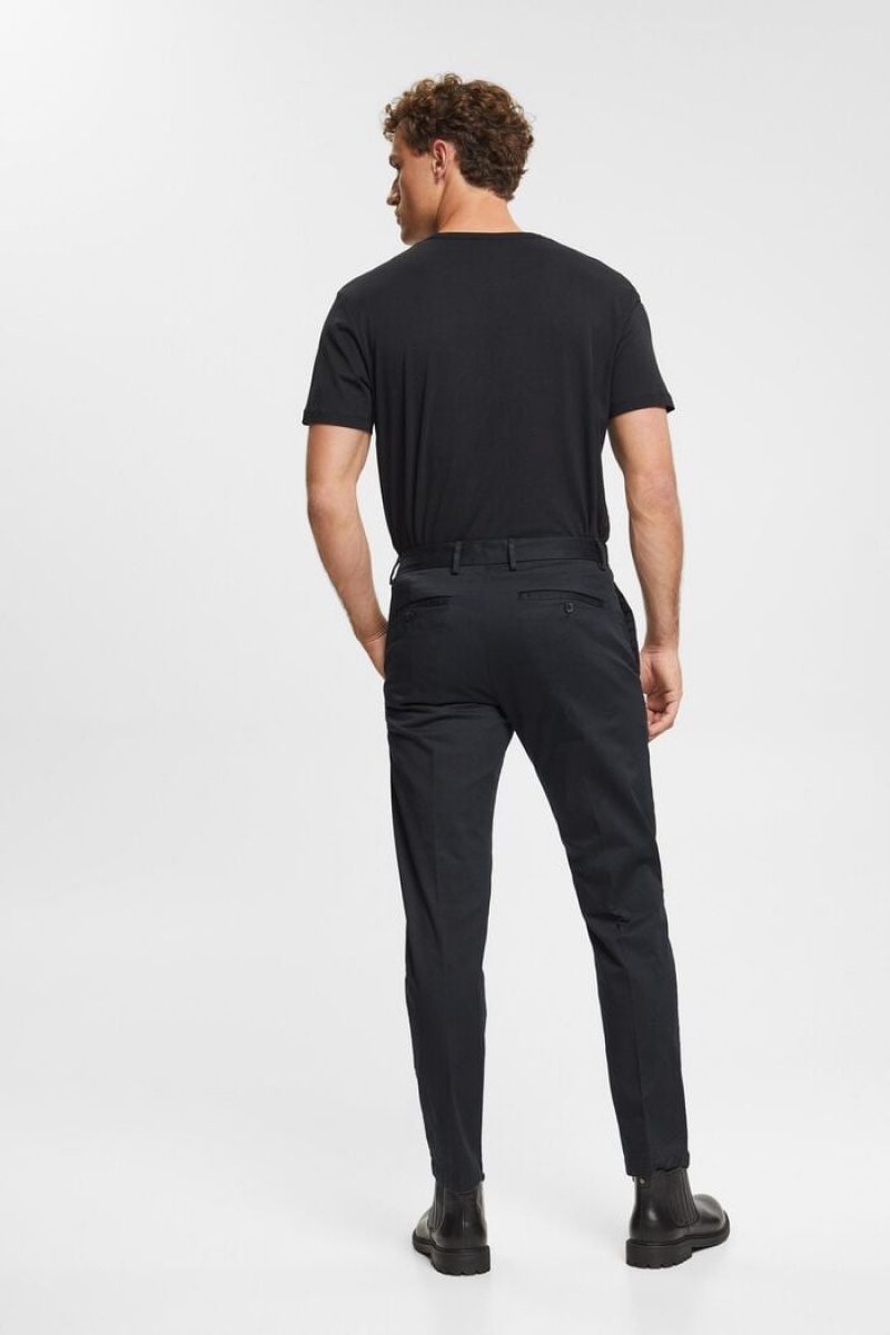 Pánské Kalhoty Esprit Stretch Bavlněné Chinos Černé | QYA741503