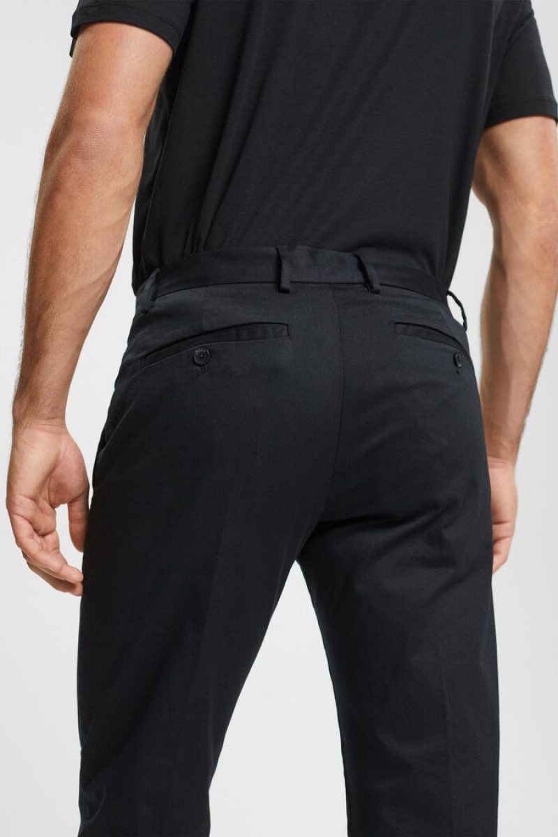 Pánské Kalhoty Esprit Stretch Bavlněné Chinos Černé | QYA741503