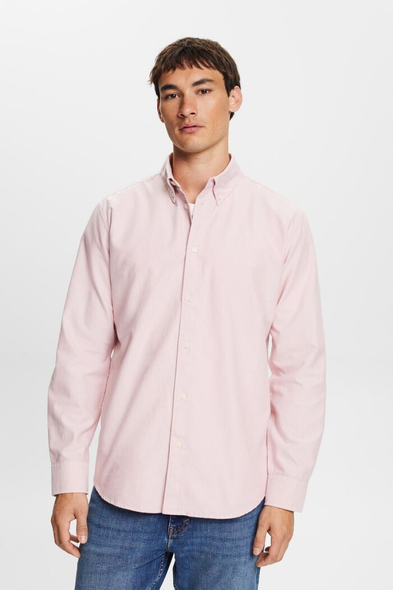 Pánské Košile Esprit Bavlněné-poplin Button Down Růžové | YXN091326