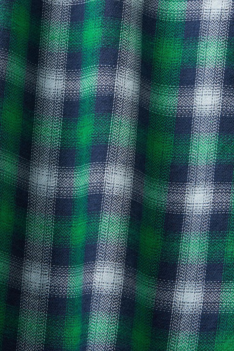 Pánské Košile Esprit Checked Bavlněné Flannel Tmavě Blankyt | FOG012374