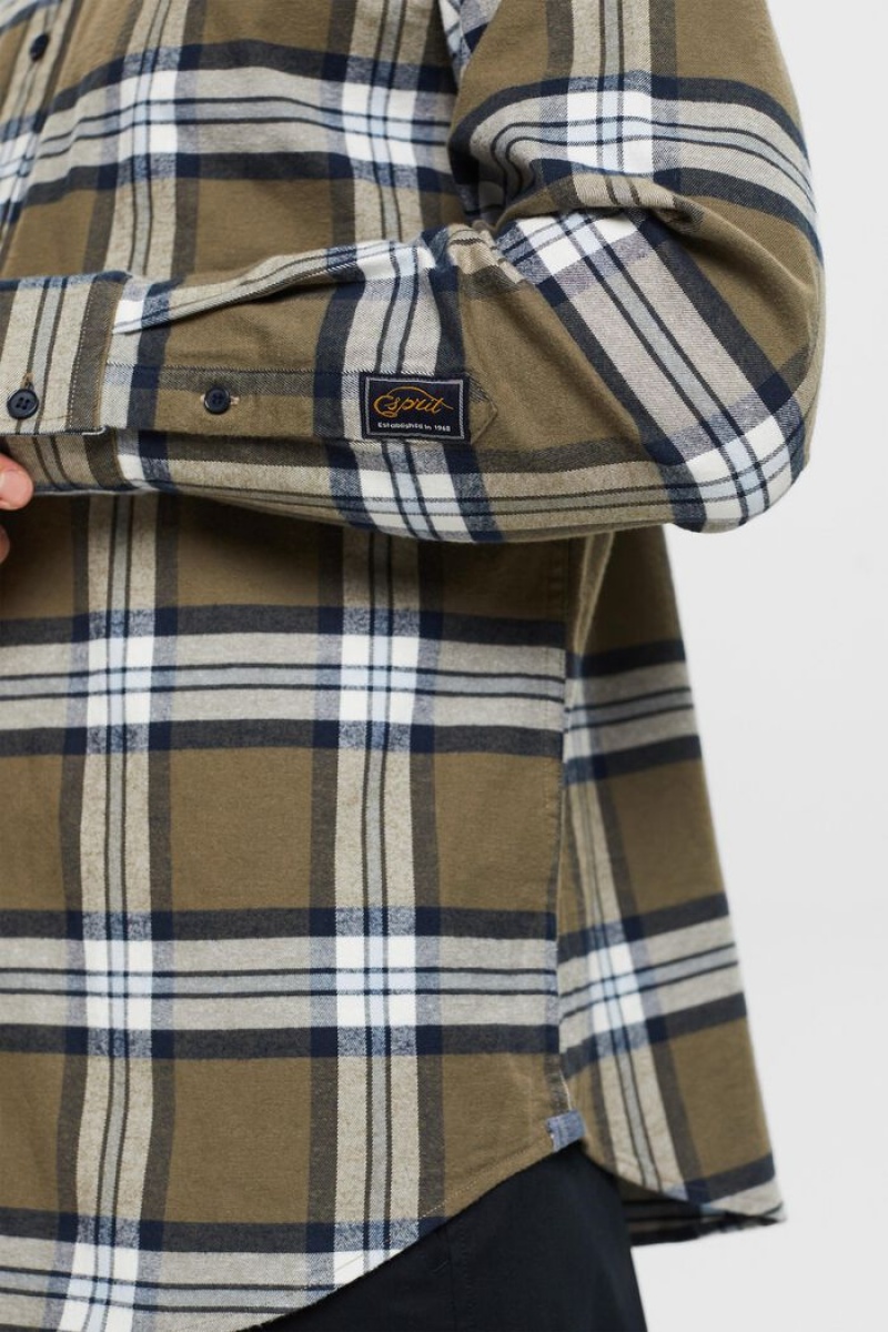 Pánské Košile Esprit Checked Flannel Hnědožlutý Zelene | RQX023815