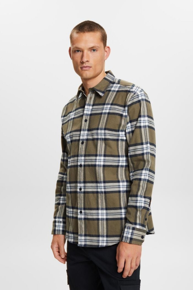 Pánské Košile Esprit Checked Flannel Hnědožlutý Zelene | RQX023815