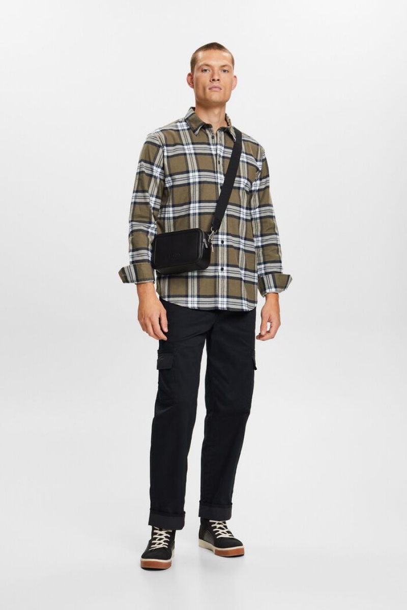 Pánské Košile Esprit Checked Flannel Hnědožlutý Zelene | RQX023815