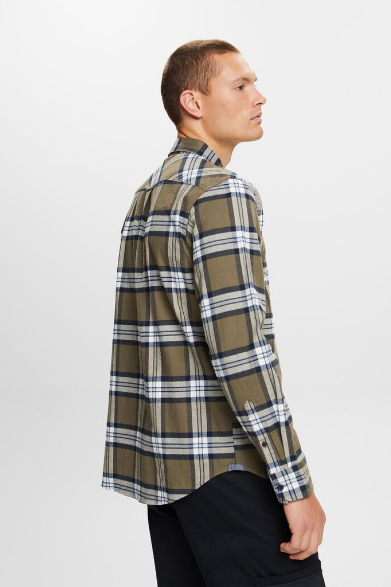 Pánské Košile Esprit Checked Flannel Hnědožlutý Zelene | RQX023815