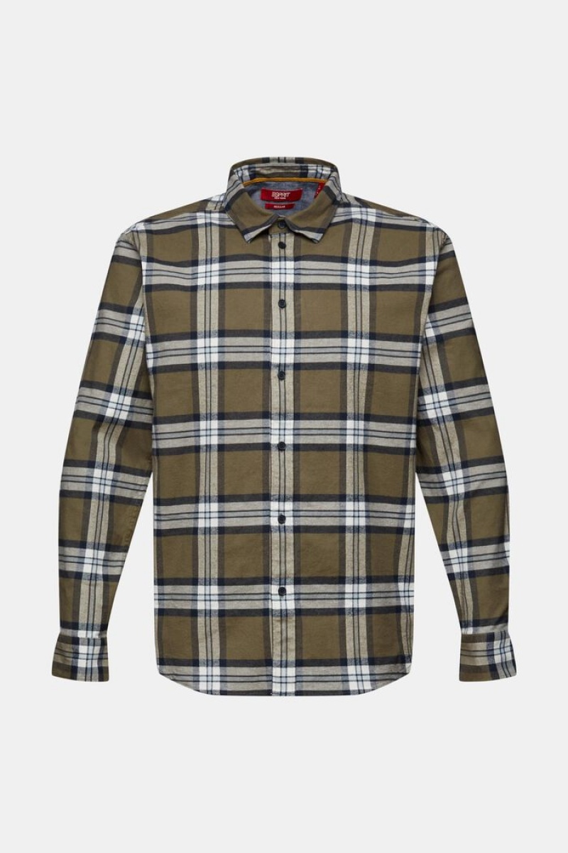 Pánské Košile Esprit Checked Flannel Hnědožlutý Zelene | RQX023815