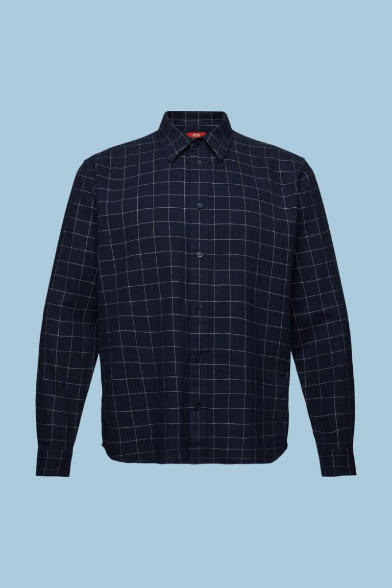 Pánské Košile Esprit Checked Flannel Regular Fit Tmavě Blankyt | XGW508793