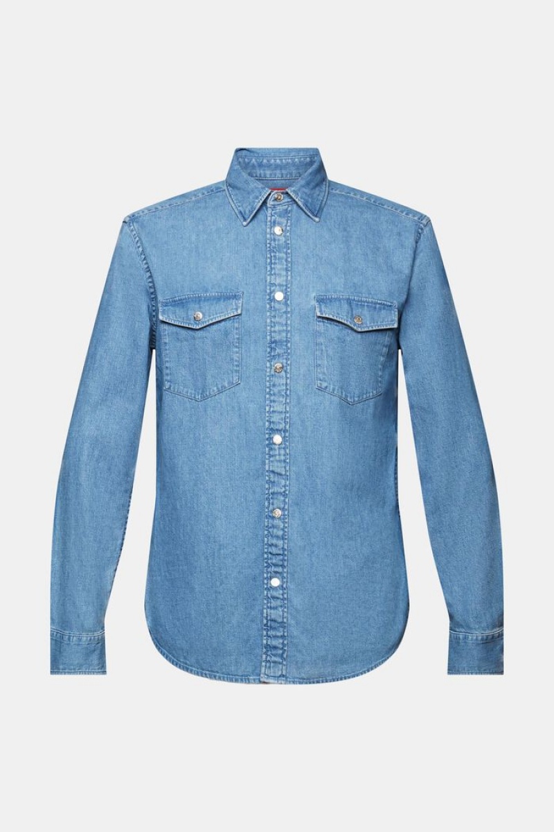 Pánské Košile Esprit Denim Blankyt Světle | HPU153742