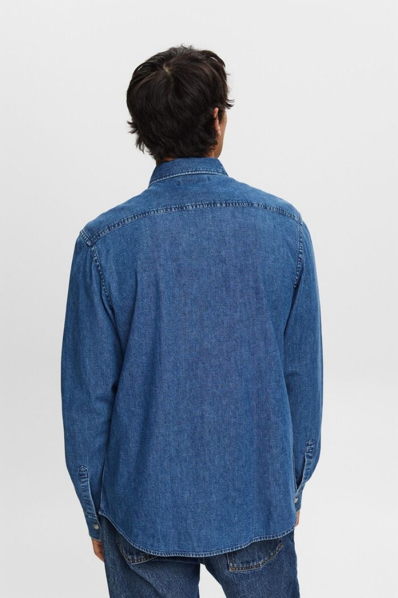 Pánské Košile Esprit Denim Blankyt | FCH905324