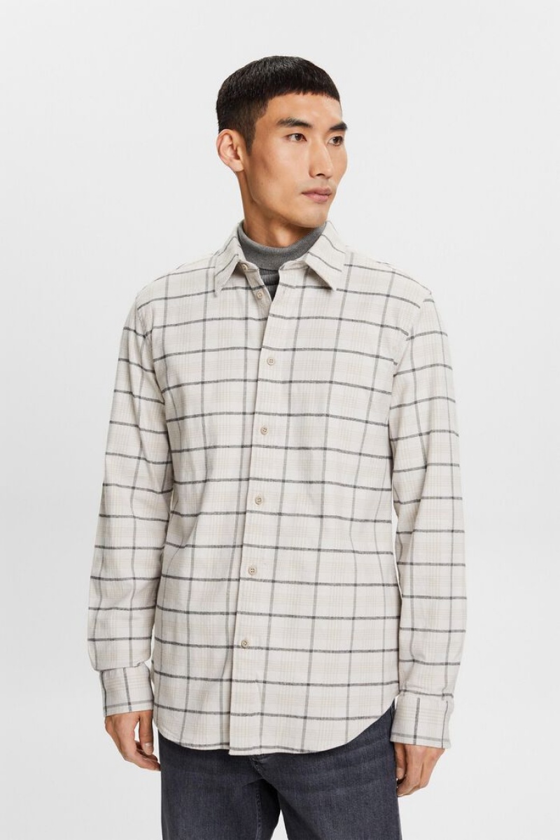 Pánské Košile Esprit Flanell With Checks Bílé | YKT840193