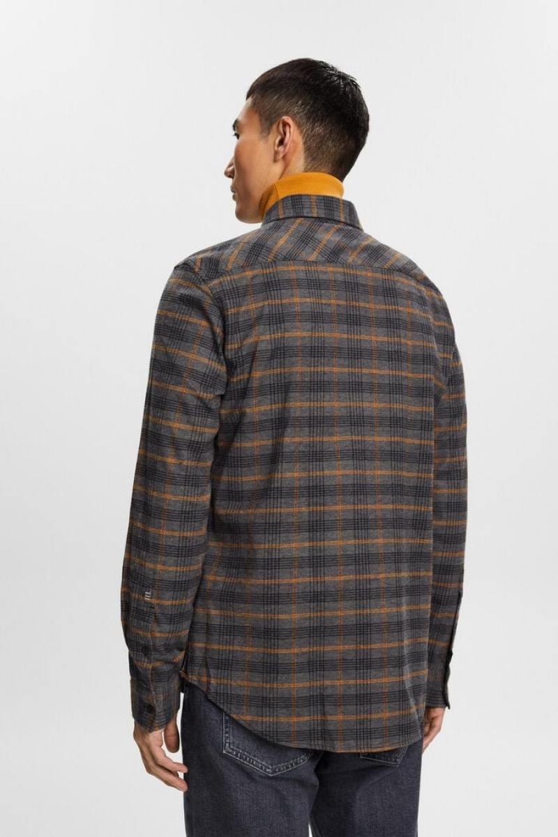 Pánské Košile Esprit Flanell With Checks Tmavě Šedé | NCL375062