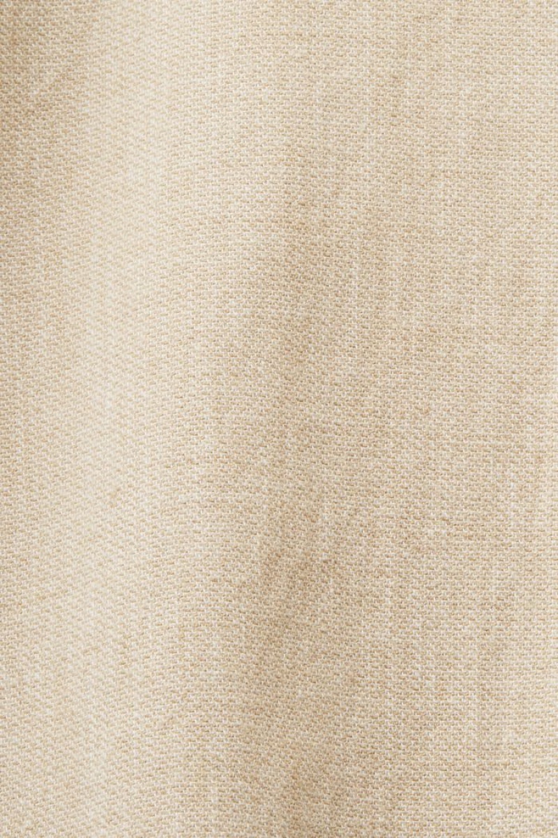 Pánské Košile Esprit Herringbone,Linen Blend Hnědé | BZV012738