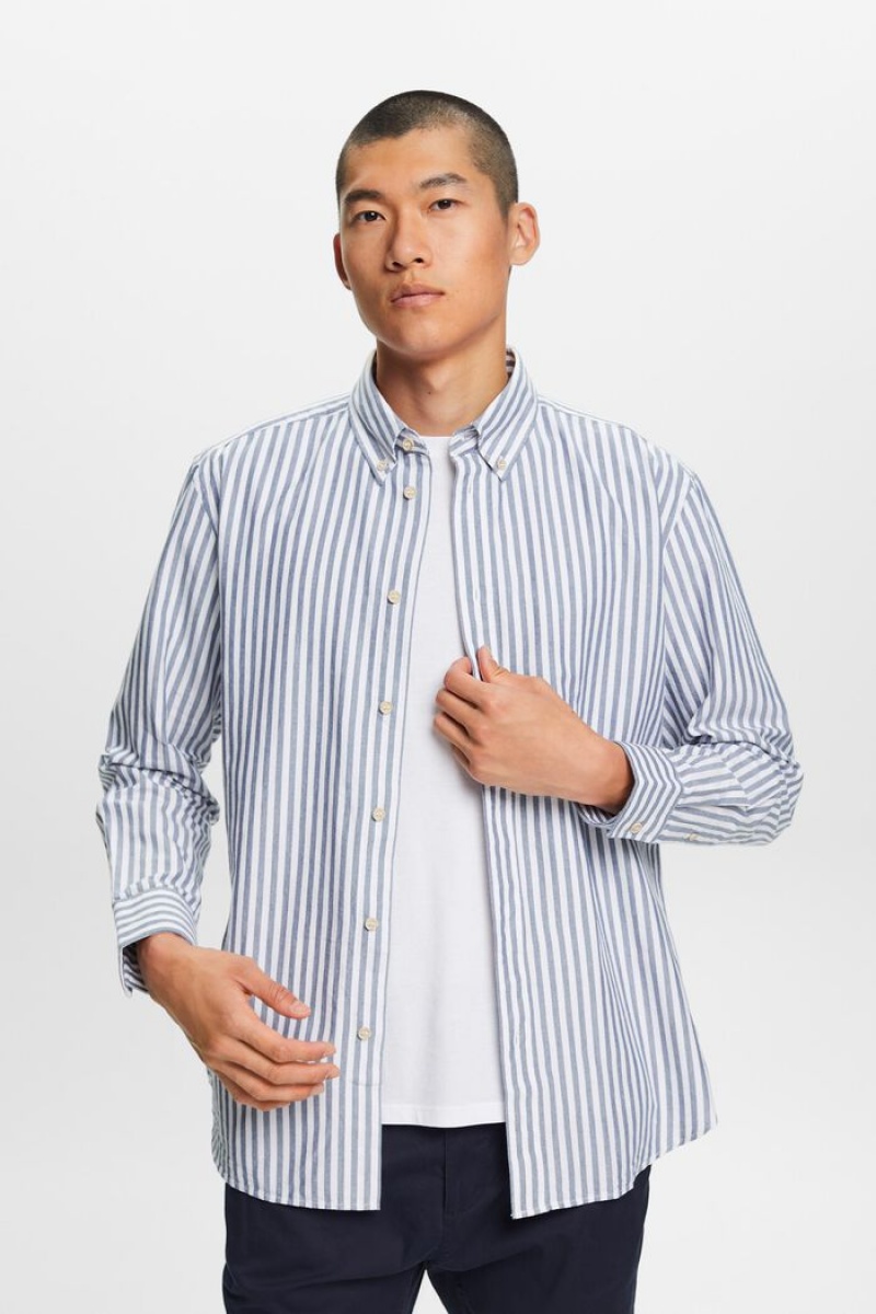 Pánské Košile Esprit Oxford Stripe Button-down Šedé Blankyt | WFA105378