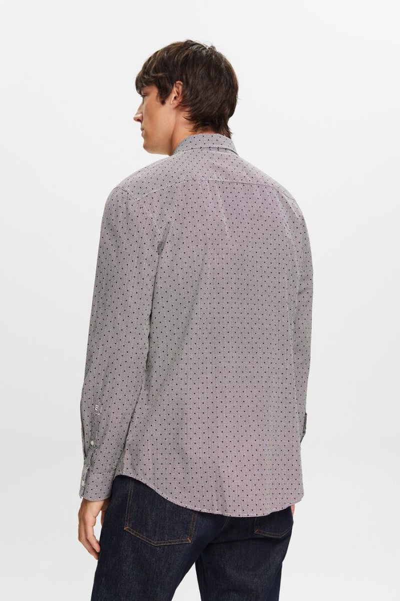 Pánské Košile Esprit Patterned Button-down,100% Bavlněné Tmavě Hnědé | BQC931850