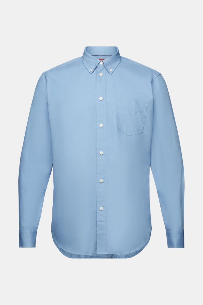 Pánské Košile Esprit Poplin Button-down,100% Bavlněné Světle Blankyt | KSI792684