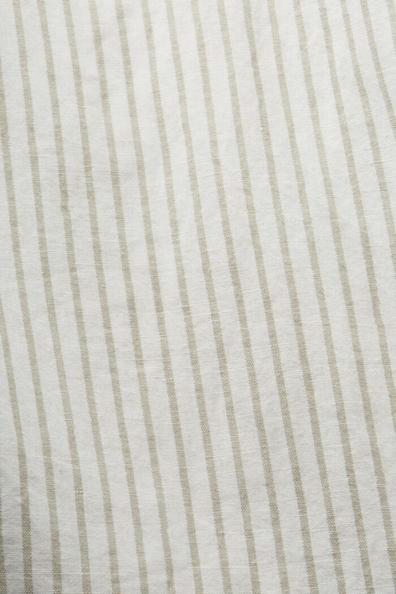 Pánské Košile Esprit Pruhovaný,Linen Blend Světle Zelene | IQW378241