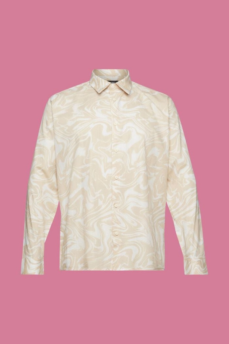 Pánské Košile Esprit Shirt With Wavy Retro Print Bílé | UIK605431