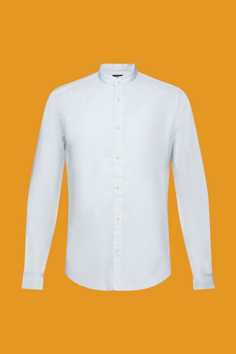 Pánské Košile Esprit Slim Fit With Band Collar Světle Tyrkysové Zelene | FQE634815