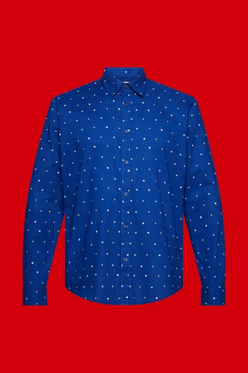 Pánské Košile Esprit Slub Bavlněné With Lunar Dot Pattern Blankyt | YTV412067