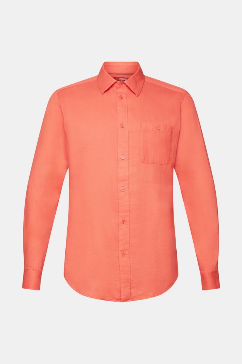 Pánské Košile Esprit Textured Slim Fit,100% Bavlněné Koralove Červené | OGH950183