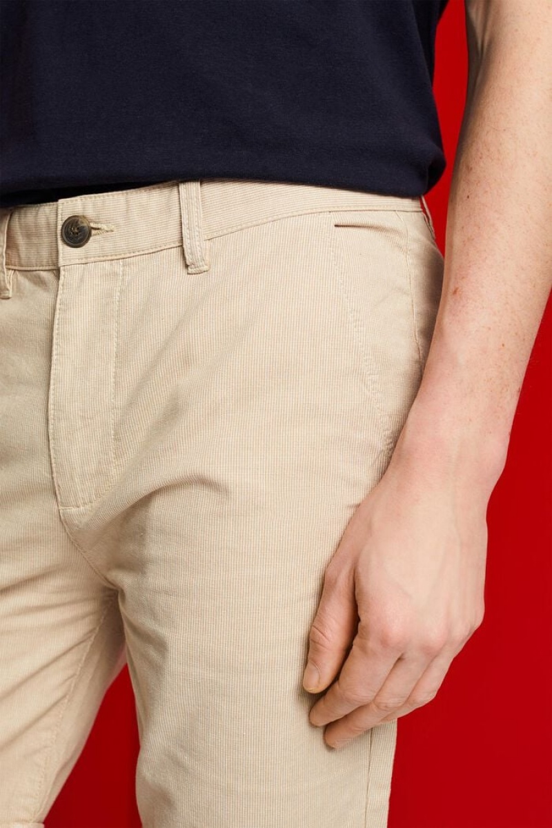 Pánské Kraťasy Esprit Two-tone Chino Světle Béžový | JRP356749