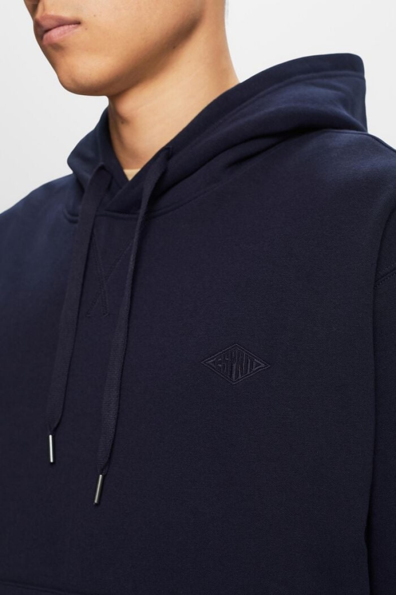 Pánské Mikina s Kapucí Esprit Logo Stitching Tmavě Blankyt | ZJH146793