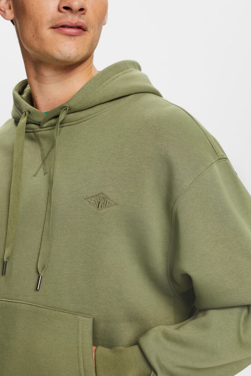 Pánské Mikina s Kapucí Esprit Logo Stitching Světle Hnědožlutý | ZIP914268