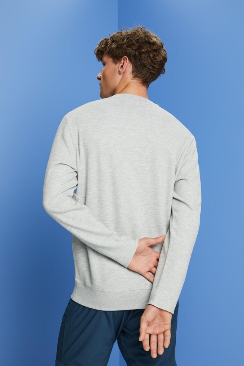 Pánské Mikiny Esprit Fleece Mesh Logo Světle Šedé | TZP675249