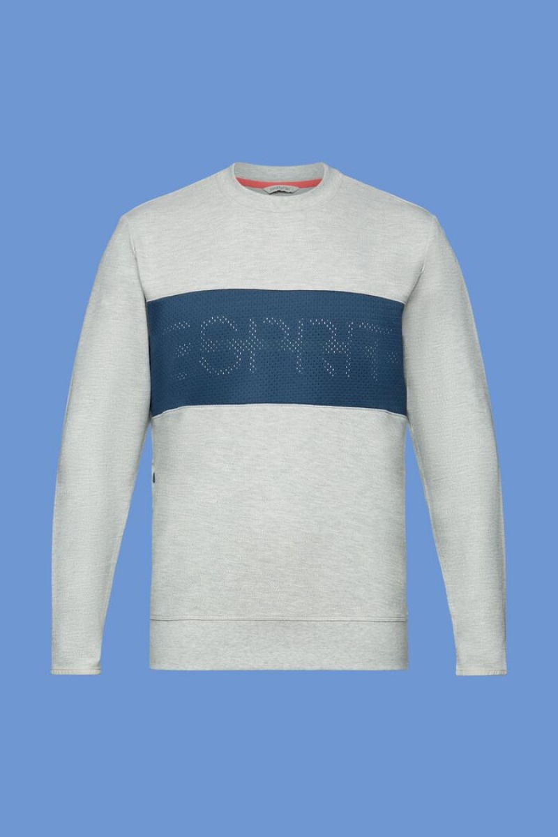 Pánské Mikiny Esprit Fleece Mesh Logo Světle Šedé | TZP675249