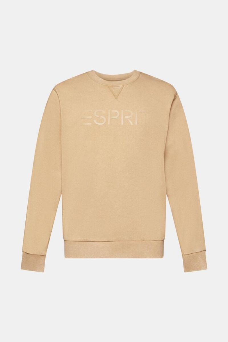 Pánské Mikiny Esprit Logo Print Crewneck Hnědožlutý Béžový | KQN136972