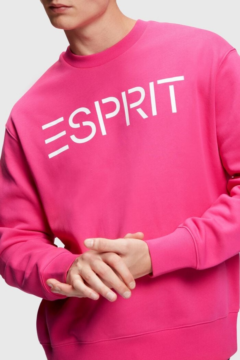 Pánské Mikiny Esprit Logo Růžové Fuchsie | NSX374061