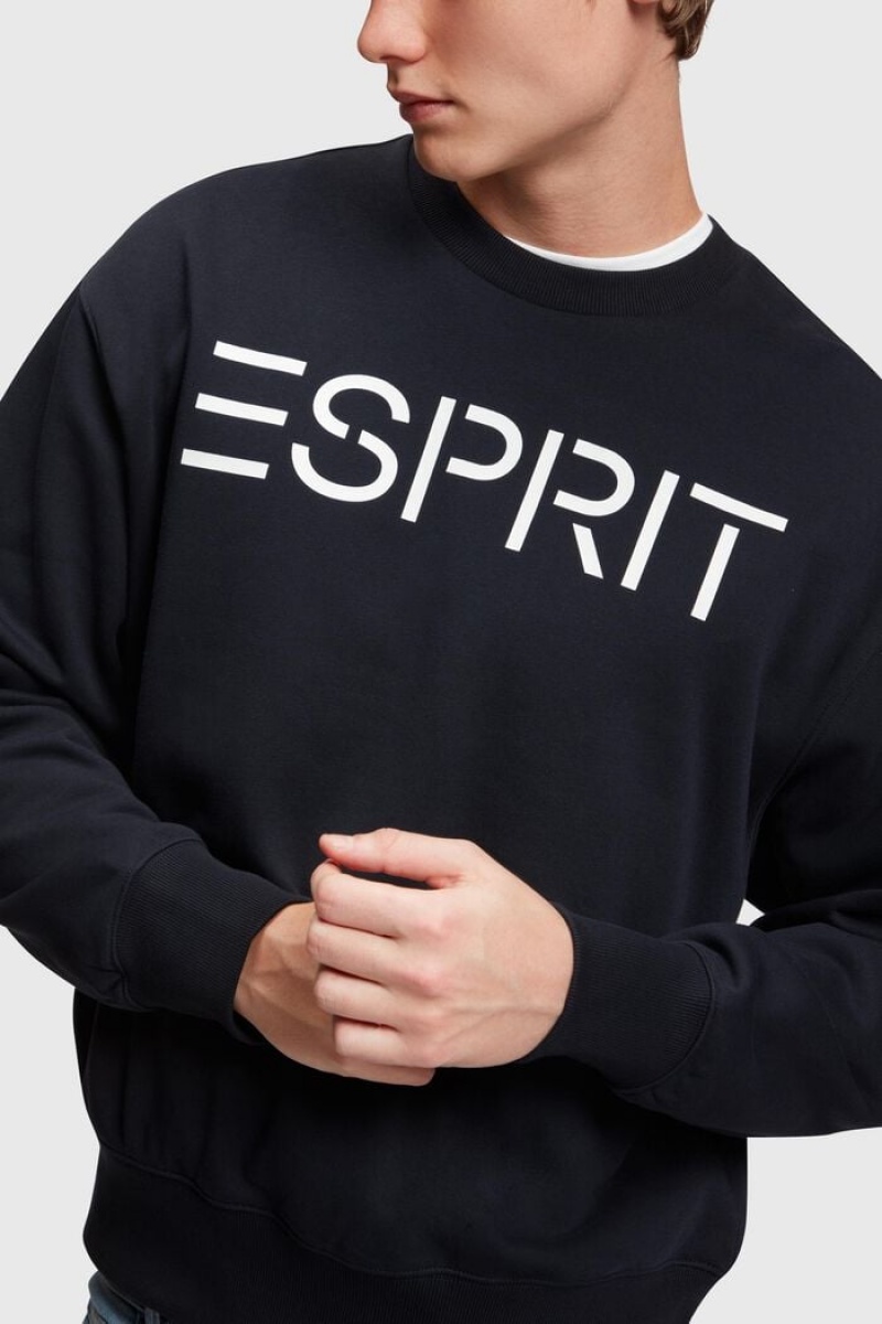 Pánské Mikiny Esprit Logo Černé | MUC659243